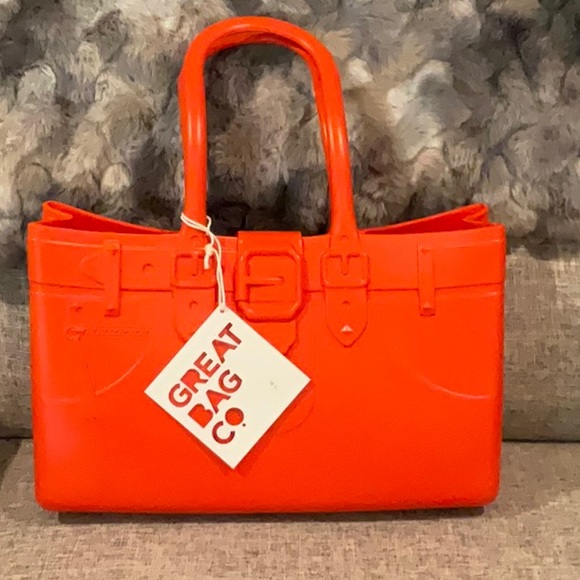 Great Bag Co. Bags Great Bag Co Orange Rubber Tote Nwt Poshmark